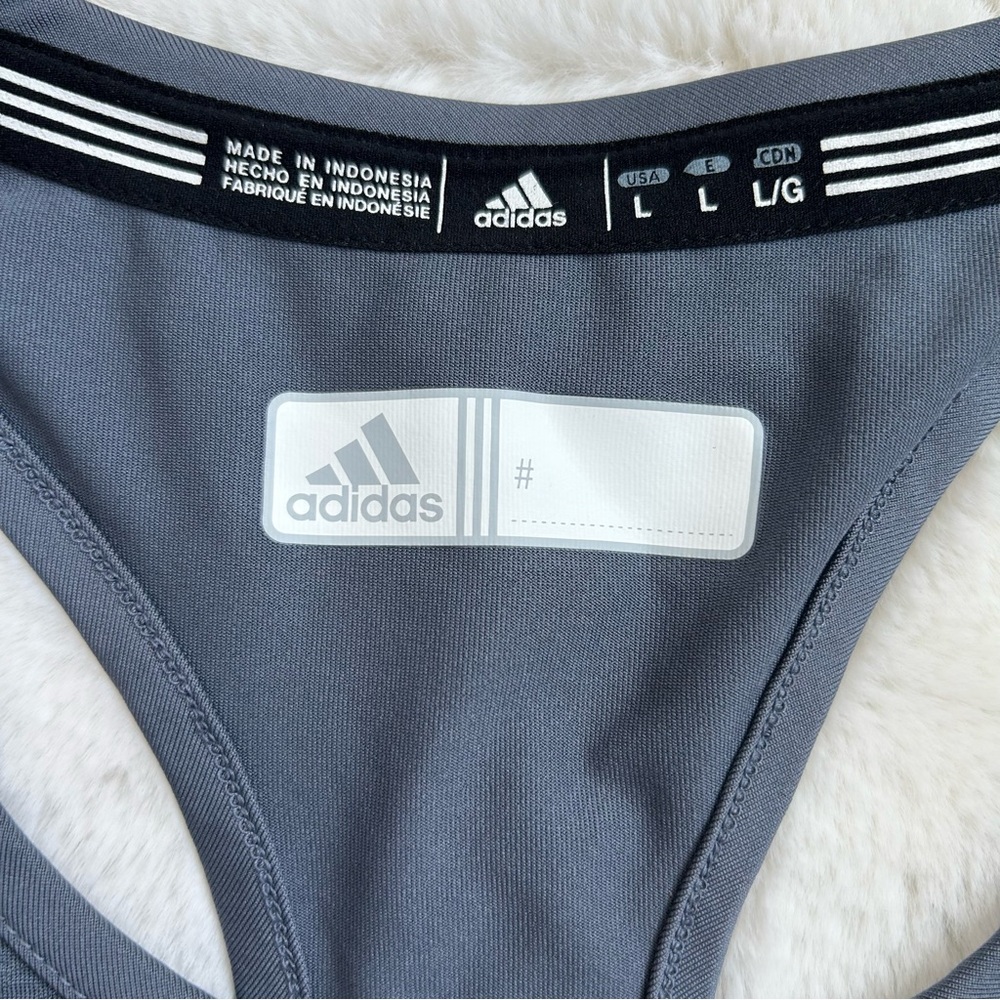 ADIDAS‎ Women’s Climacool Racerback Tank Top Onyx Gray/White Compression L - Picture 4 of 13